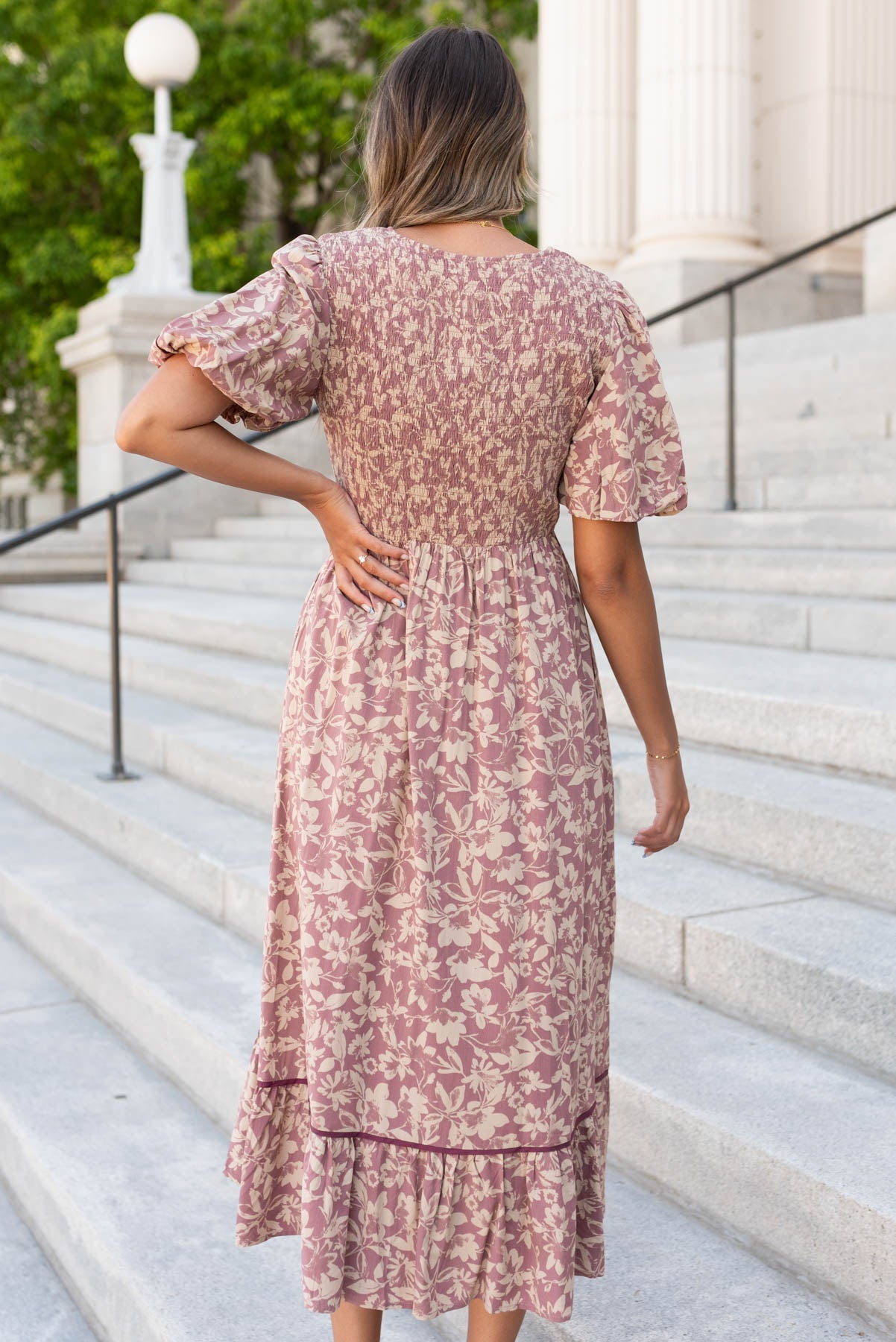 Kamee Dusty Plum Floral Dress