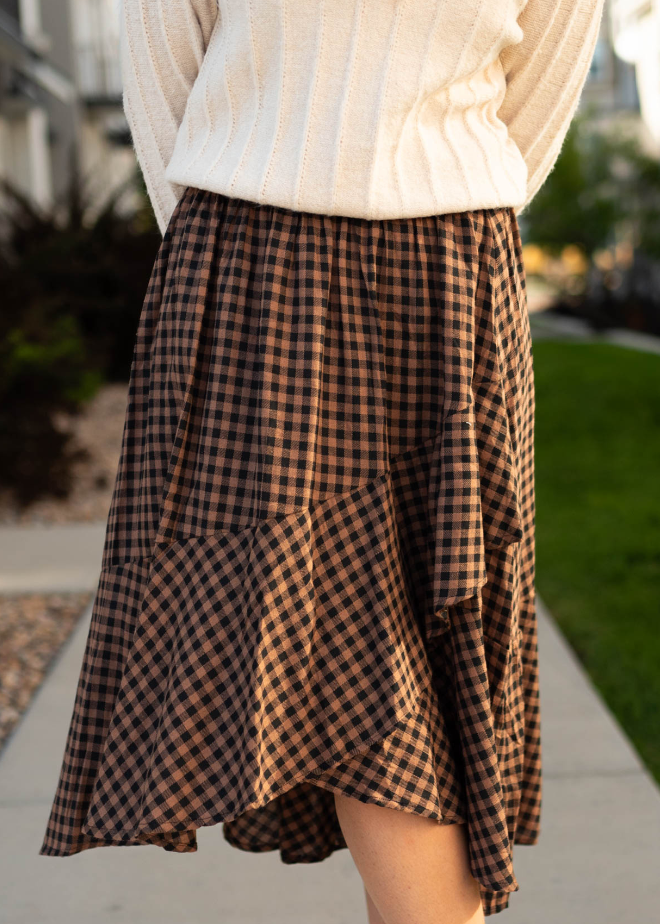 Kamila Mocha Plaid Skirt
