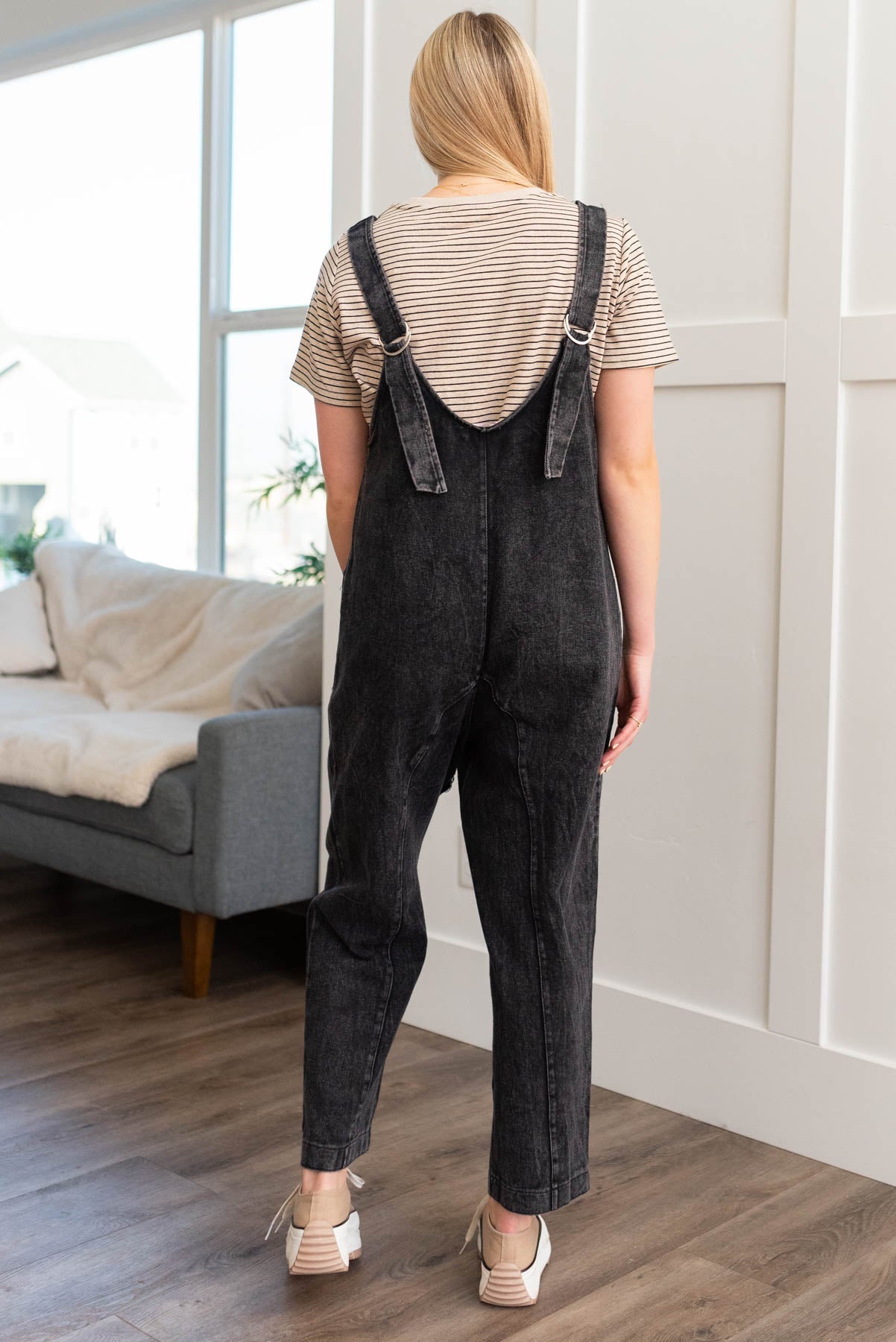 Kamille Black Denim Overalls