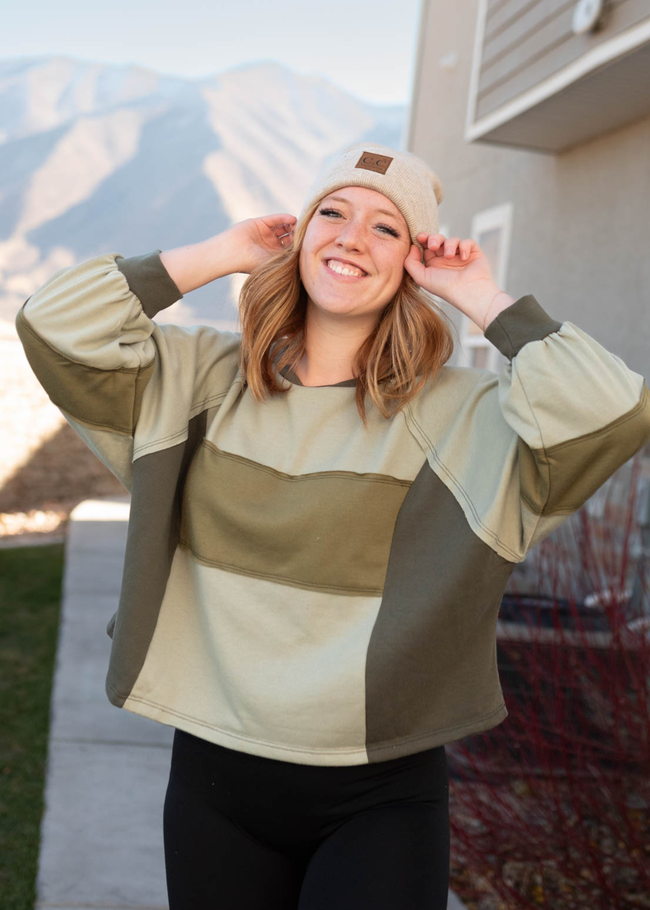 Kamren Olive Block Pullover