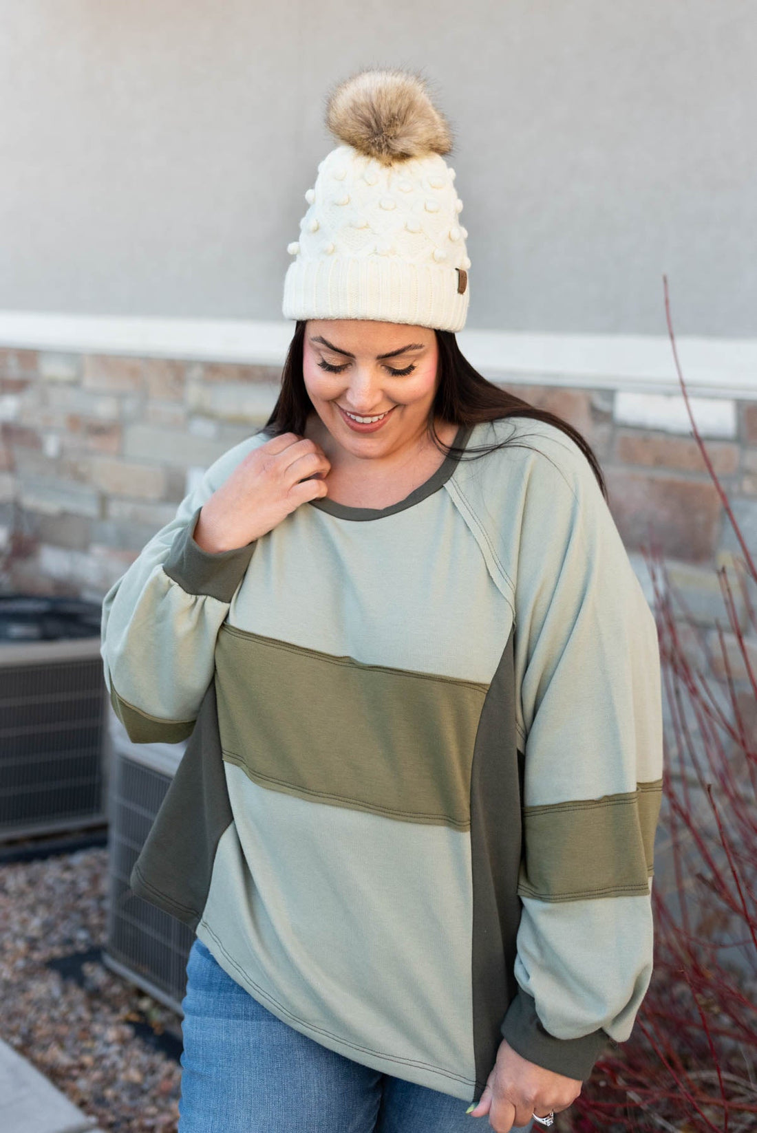Kamren Olive Block Pullover