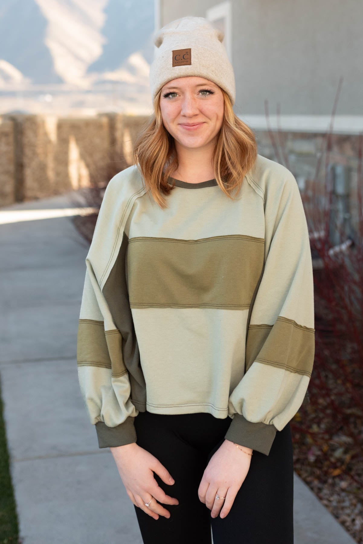 Kamren Olive Block Pullover