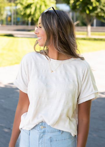 Karla Ivory Textured Top