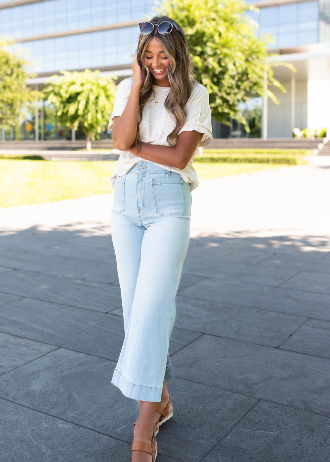 Karla Ivory Textured Top