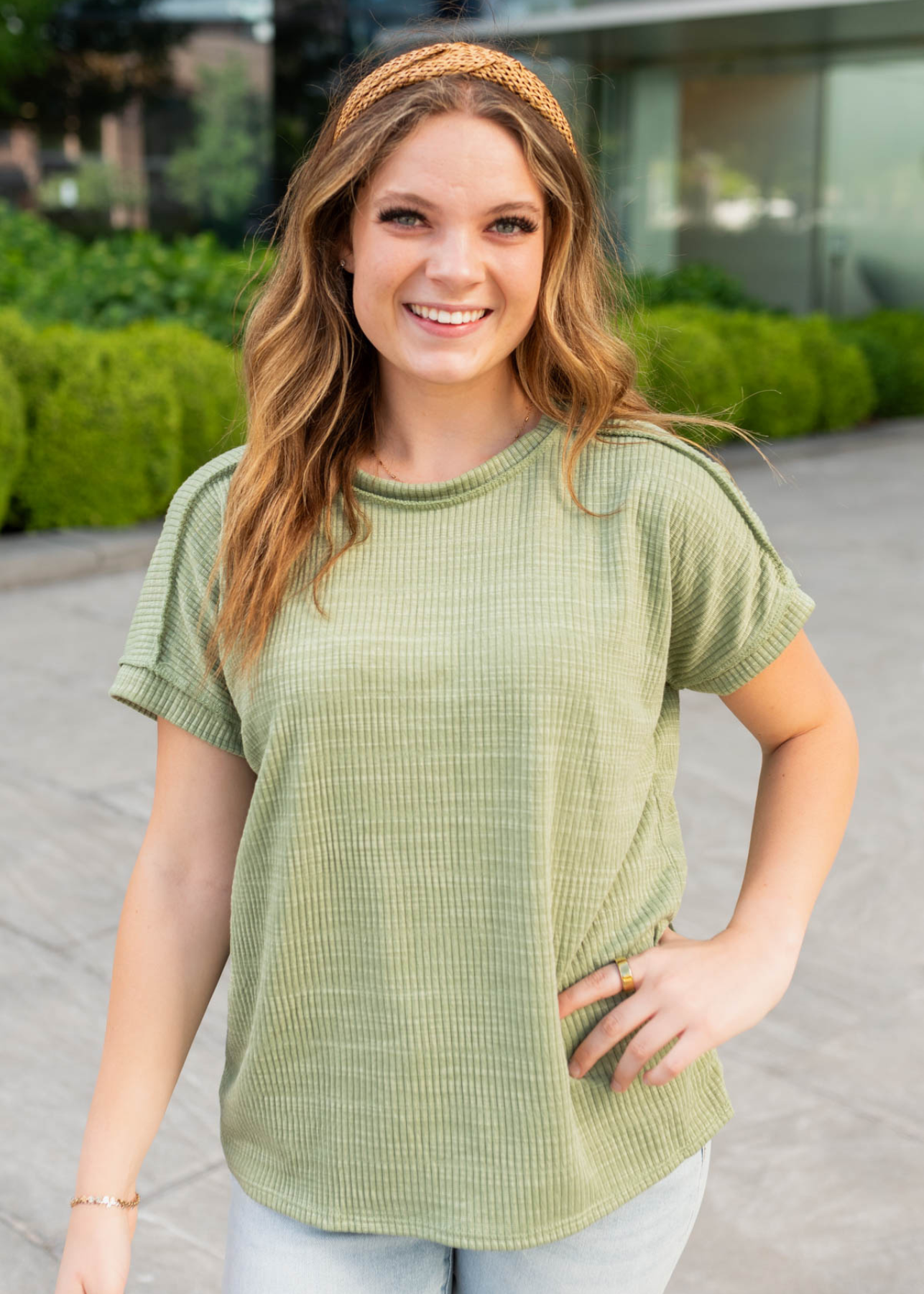 Karla Olive Textured Top