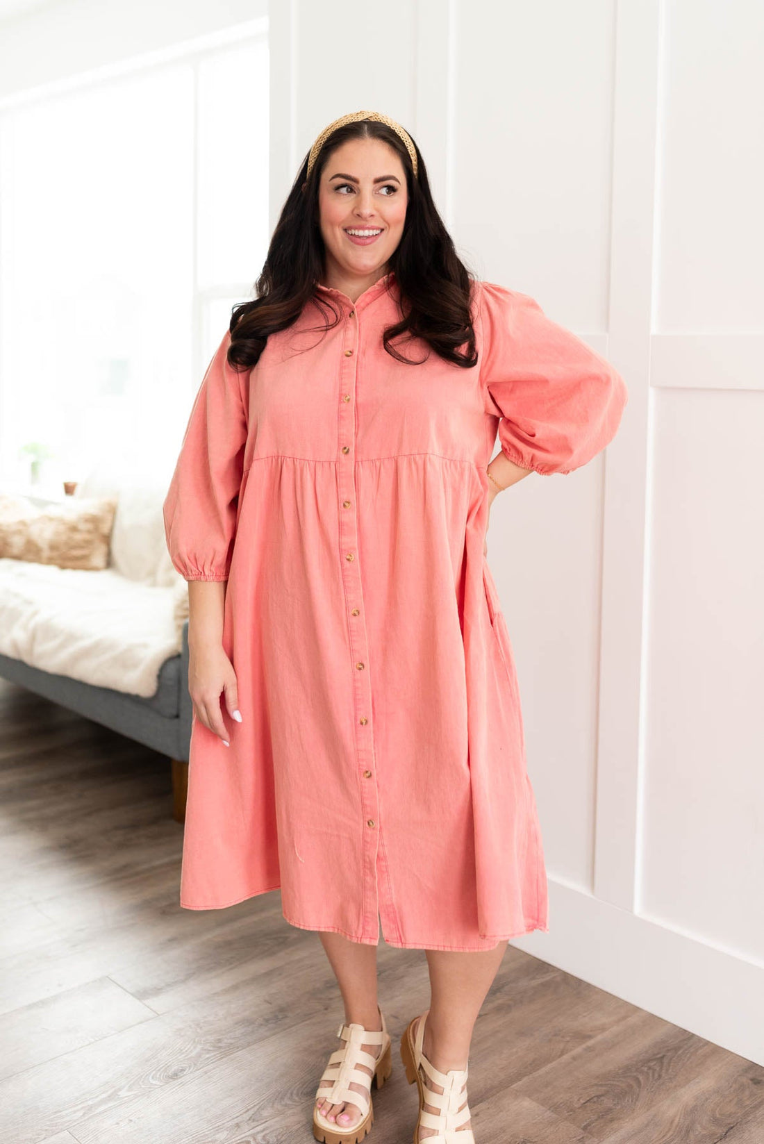 Karlee Pink Button Down Dress