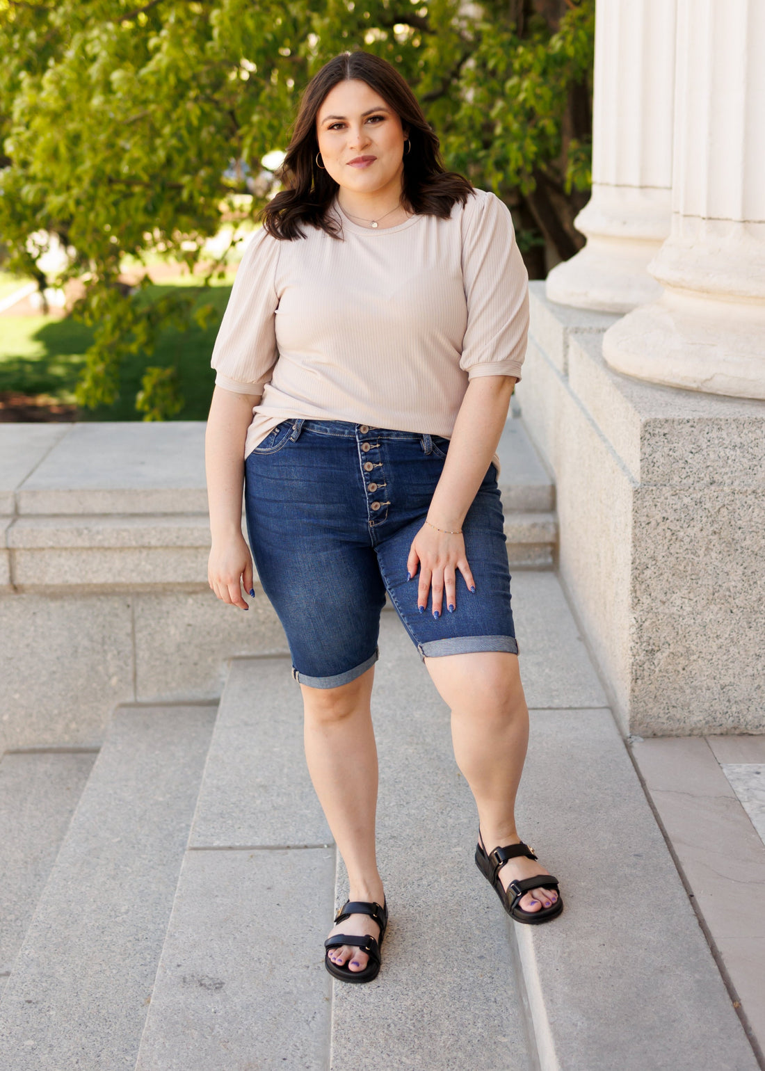 Karly High Rise Bermuda Shorts in Curvy