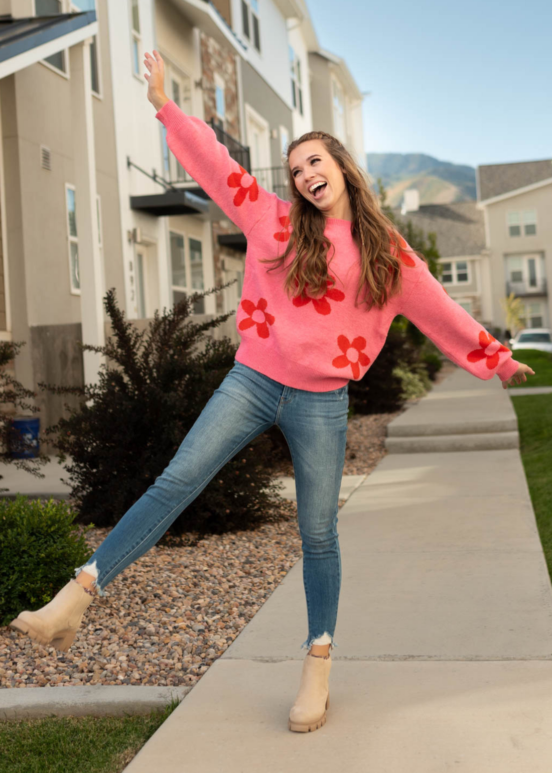 Kass Pink Floral Sweater