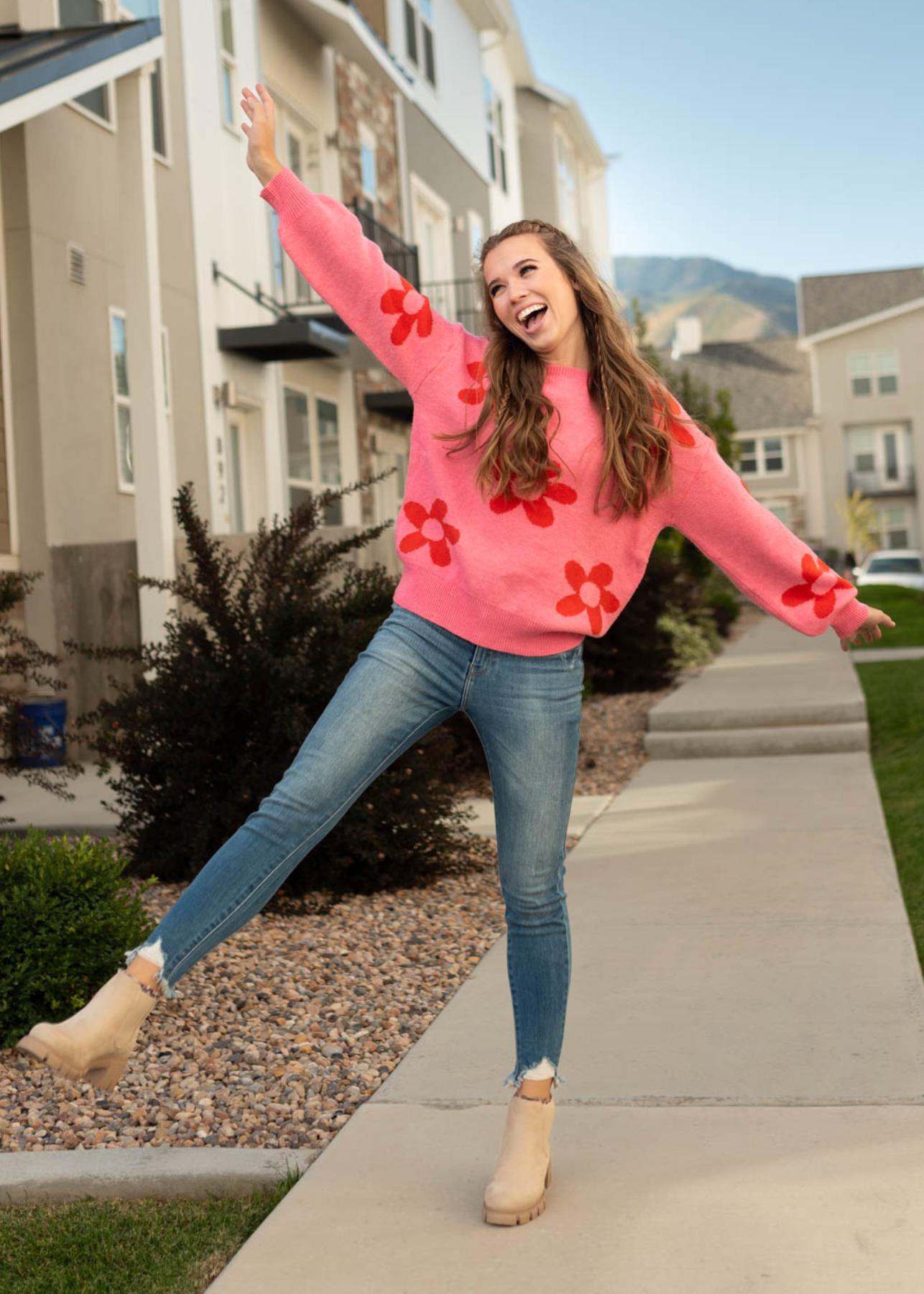 Kass Pink Floral Sweater