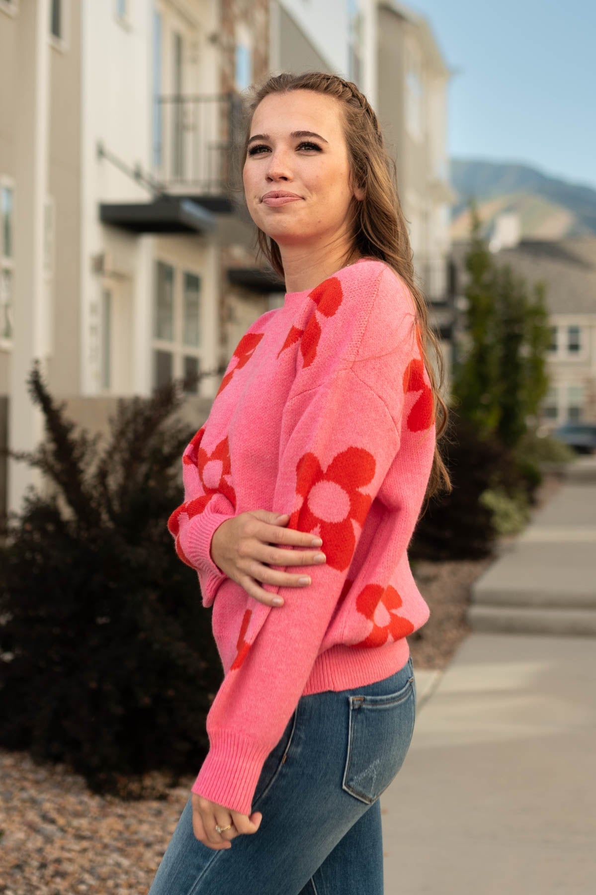Kass Pink Floral Sweater