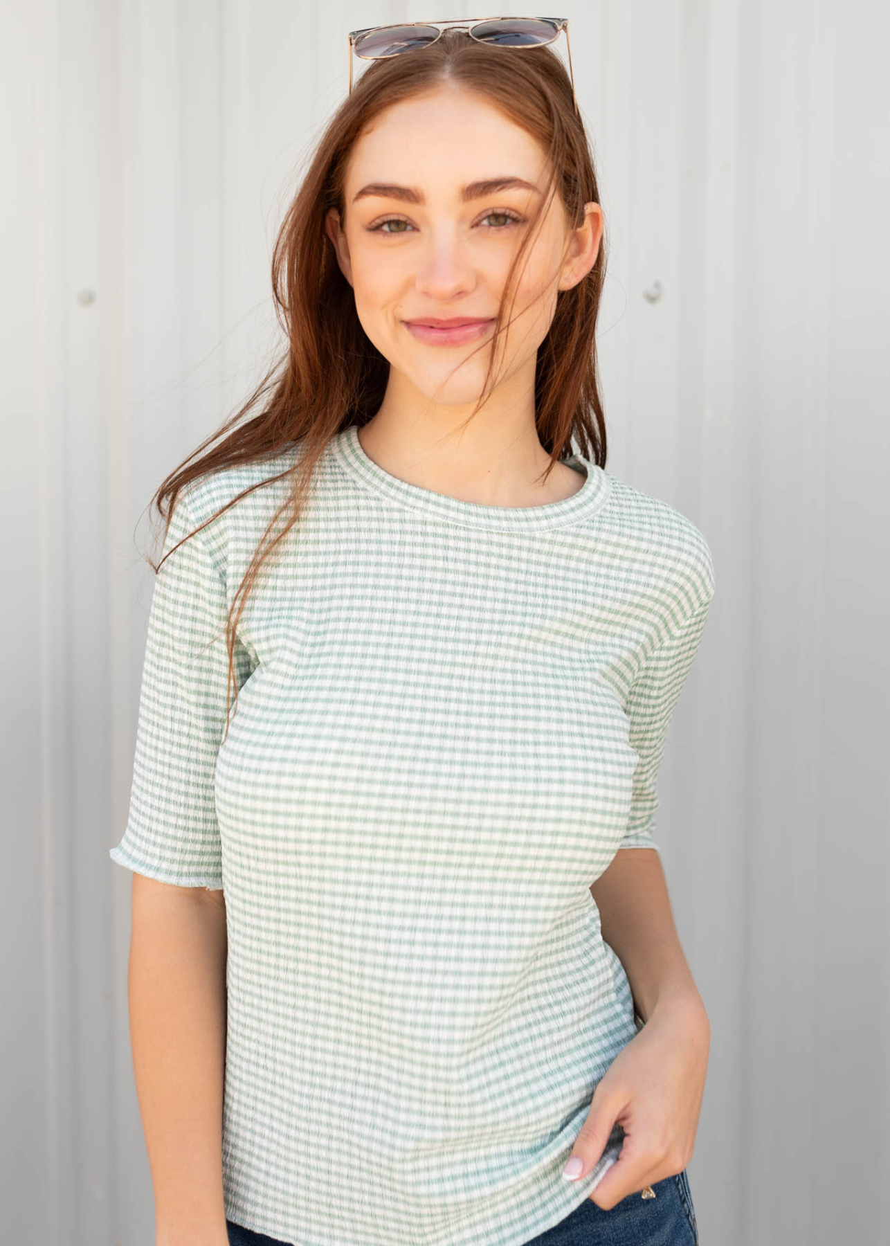 Kate Sage Plaid Top