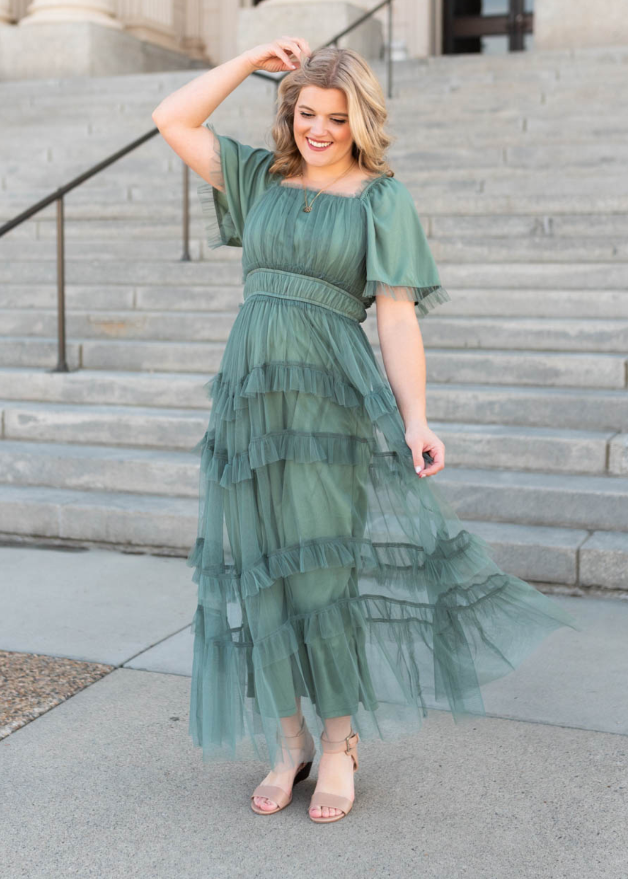 Kathryn Dusty Teal Maxi Dress