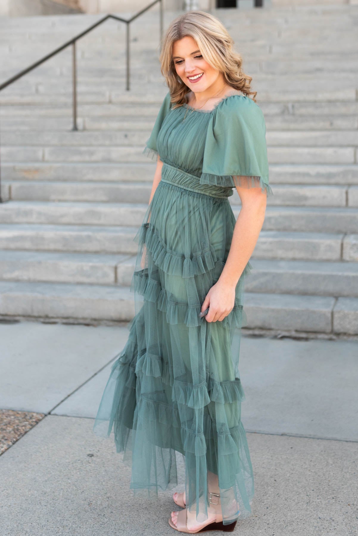 Kathryn Dusty Teal Maxi Dress