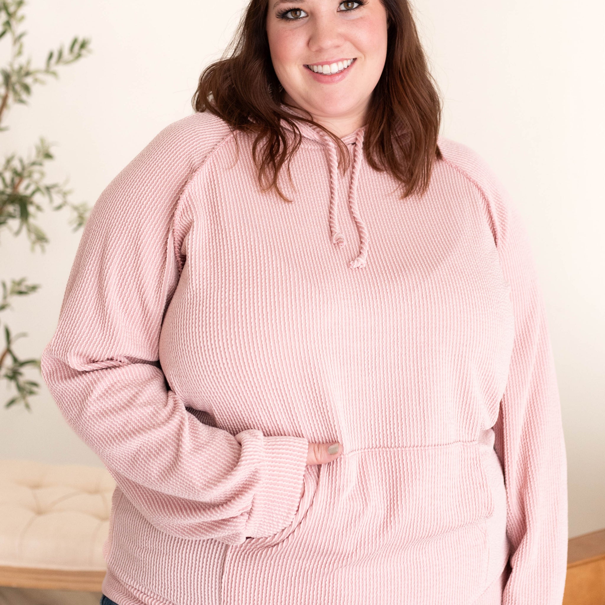 Kathy Mauve Textured Hoodie