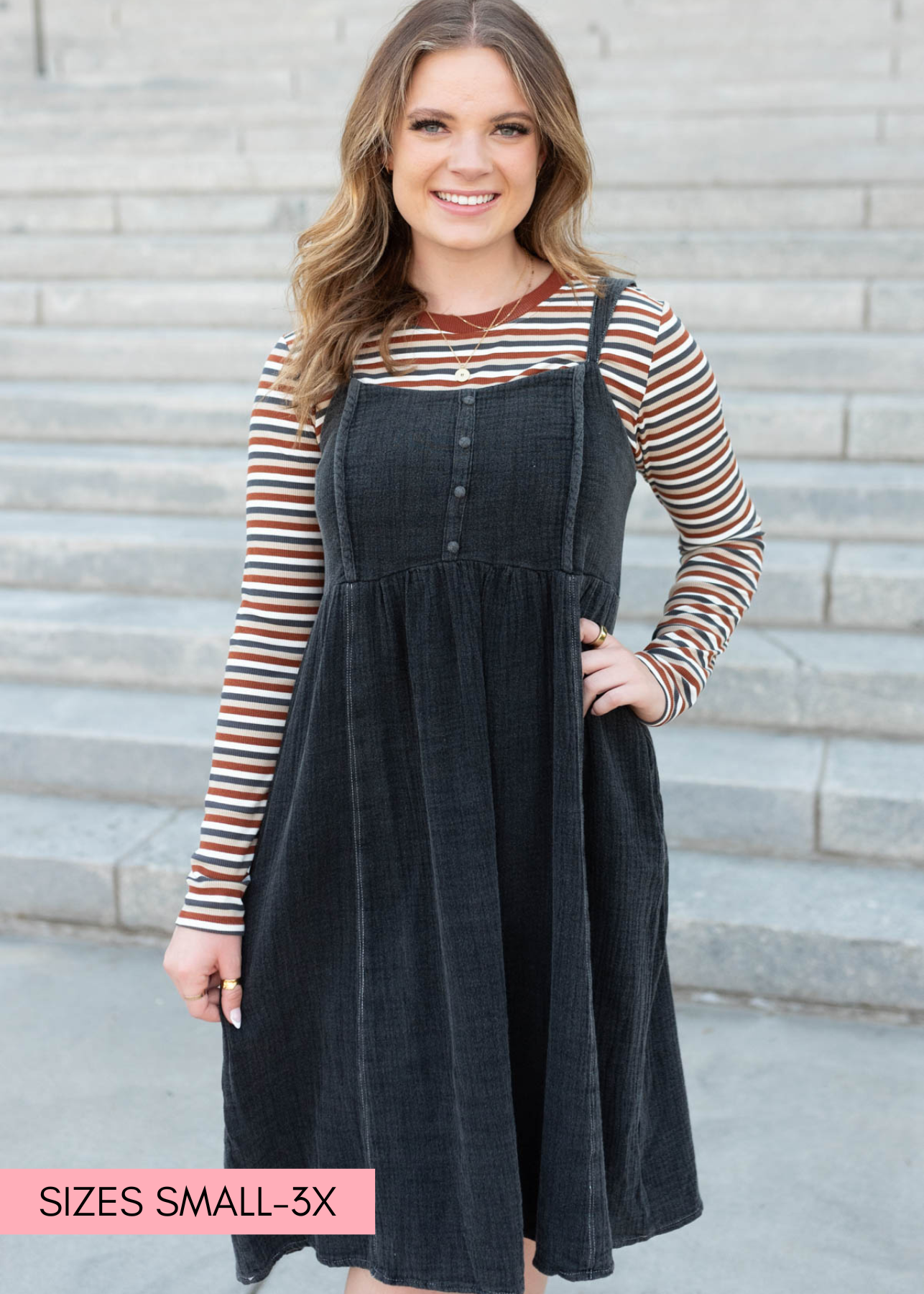 Katie Black Wash Jumper Dress