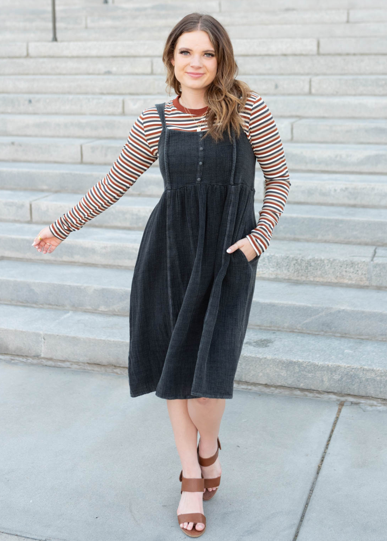 Katie Black Wash Jumper Dress