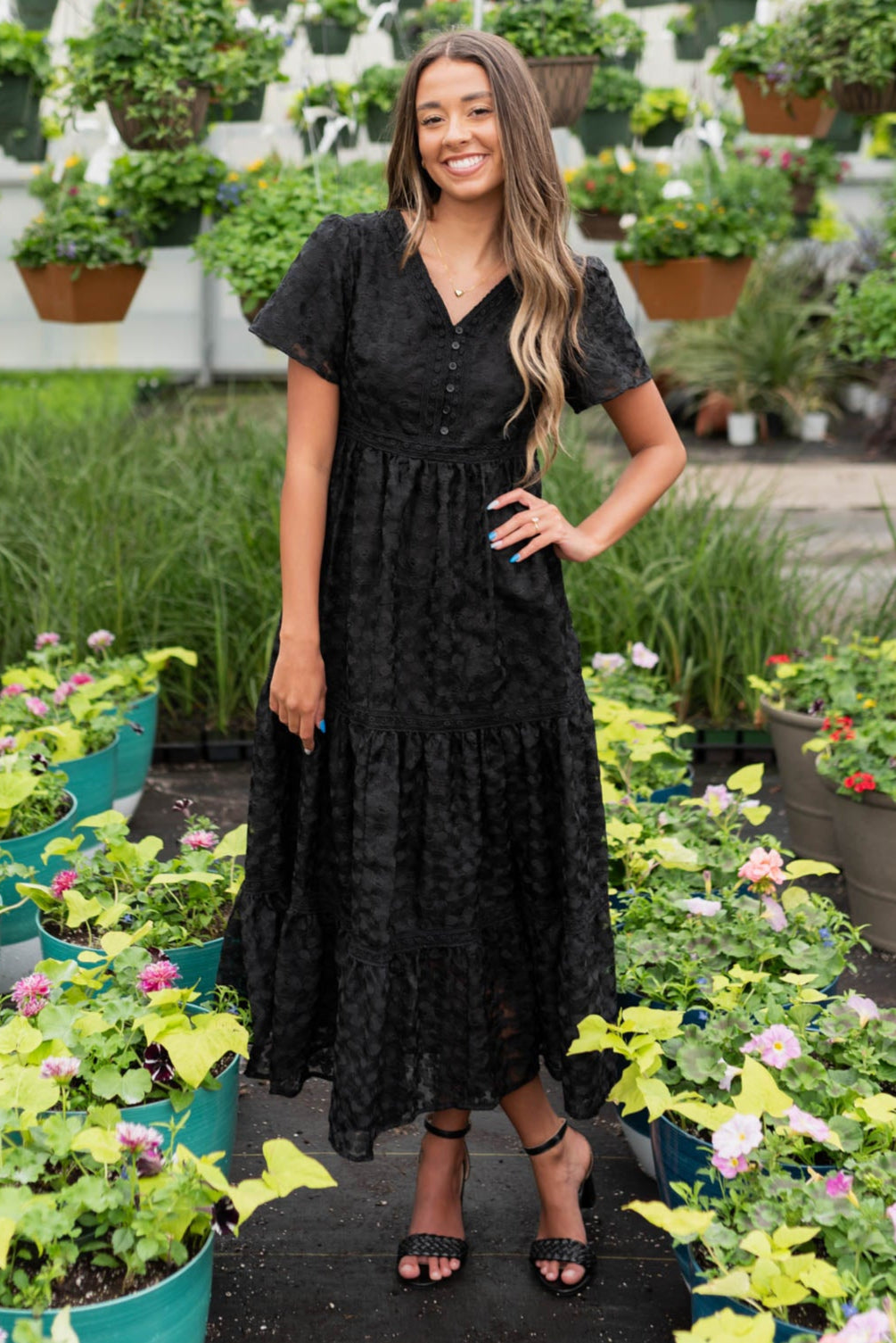 Katrina Black Floral Lace Dress