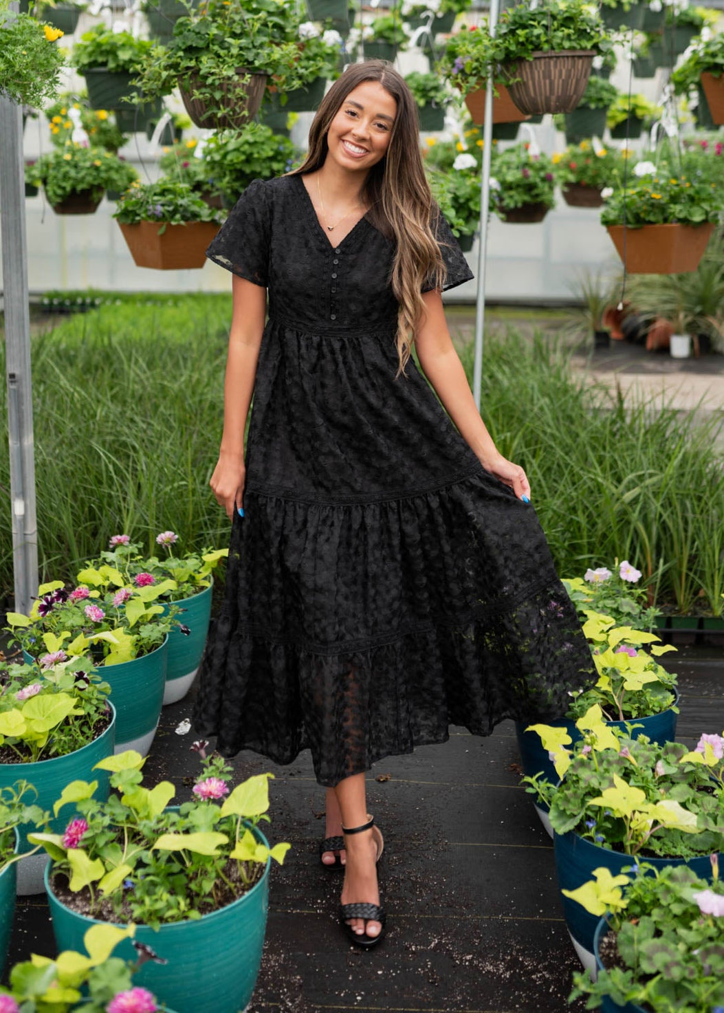 Katrina Black Floral Lace Dress