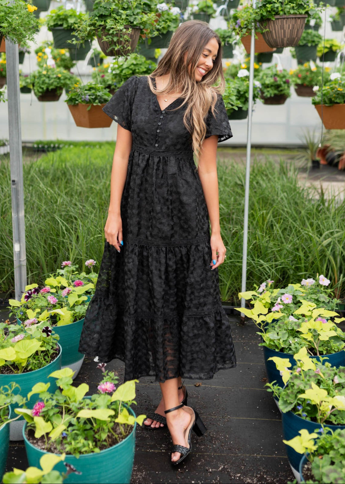 Katrina Black Floral Lace Dress