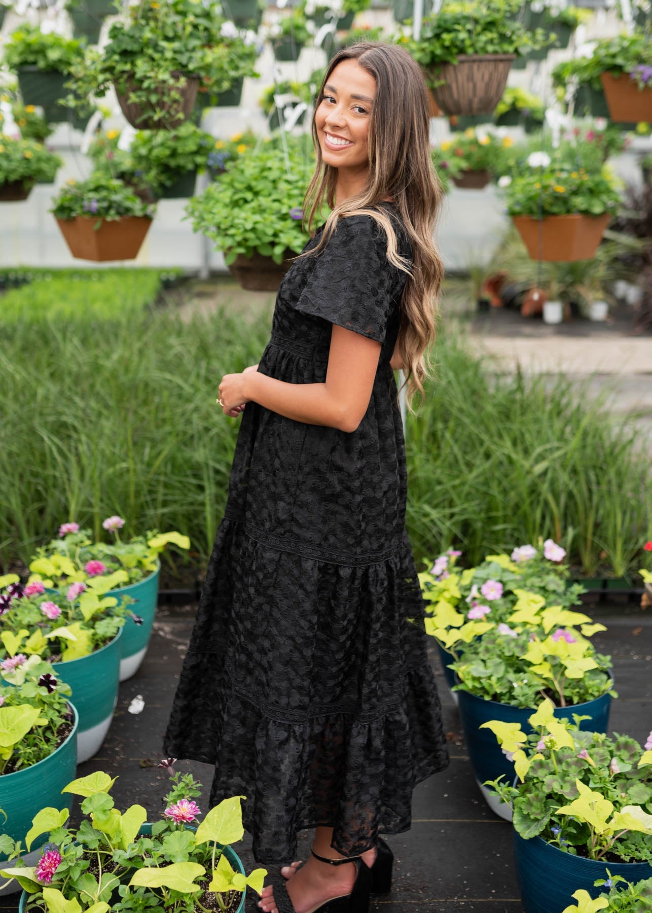 Katrina Black Floral Lace Dress