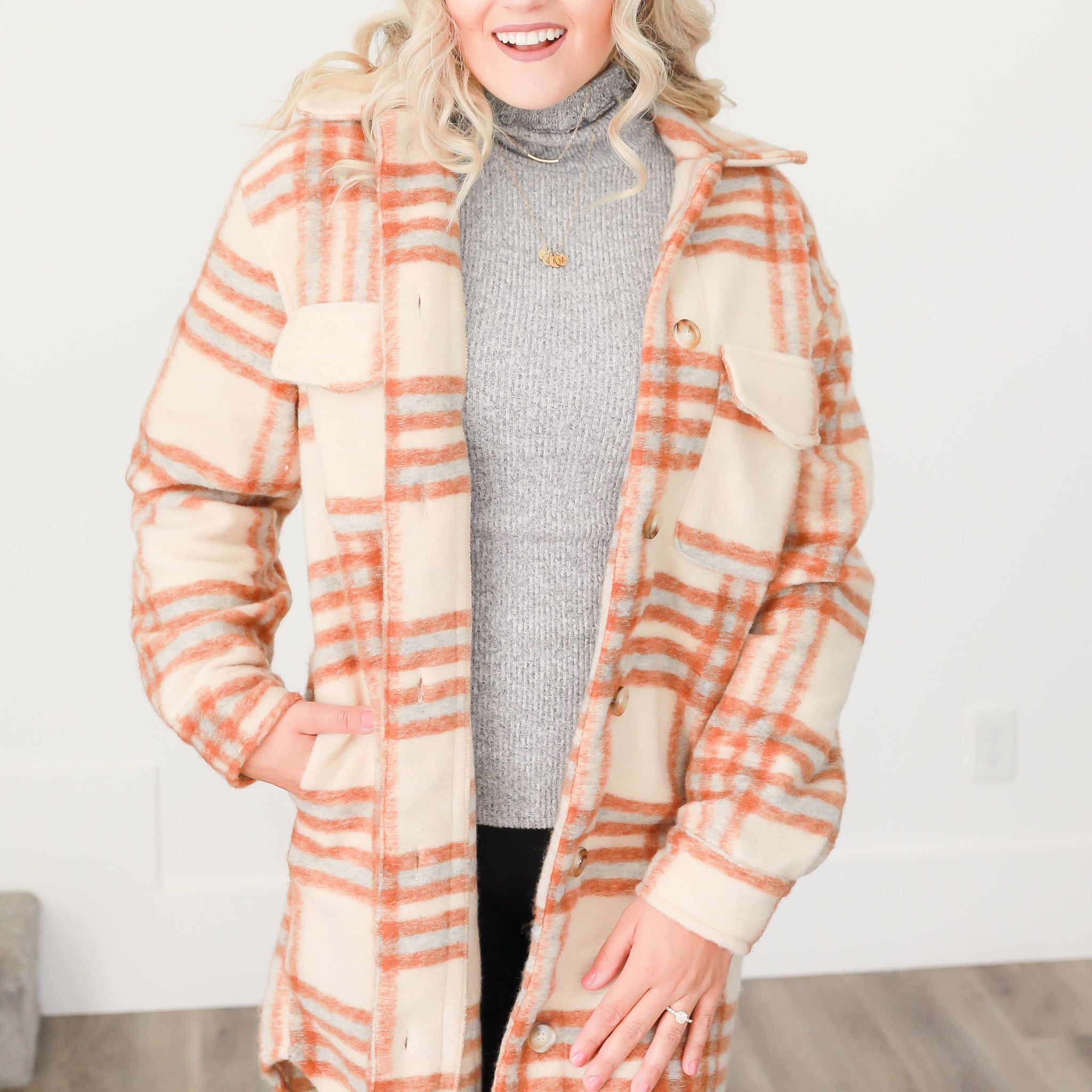 Kay Brown Plaid Coat