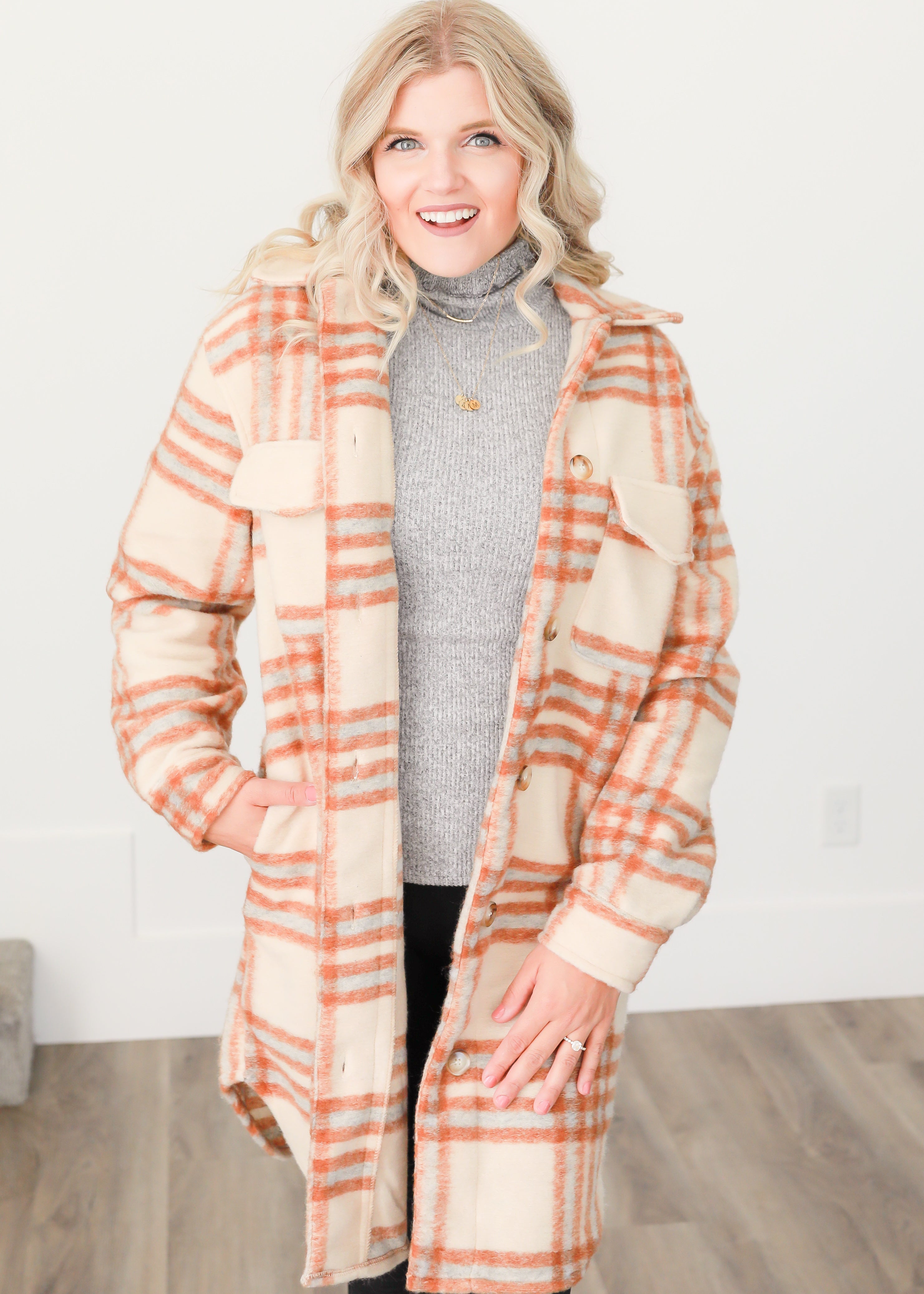 Kay Brown Plaid Coat