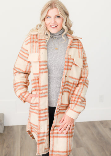 Kay Brown Plaid Coat