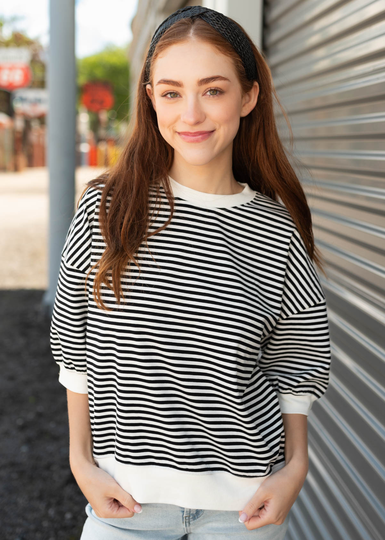 Kaycee Black Stripe Top