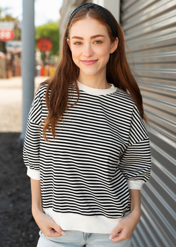 Kaycee Black Stripe Top