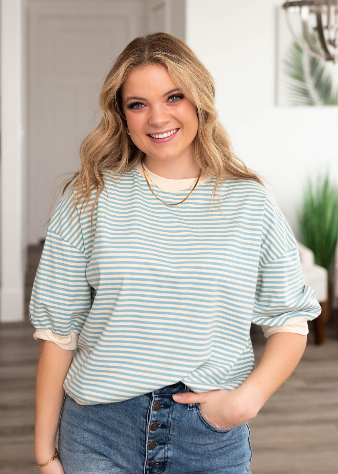 Kaycee Blue Stripe Top