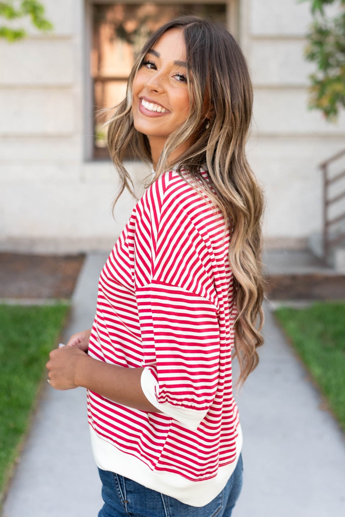 Kaycee Red Stripe Top