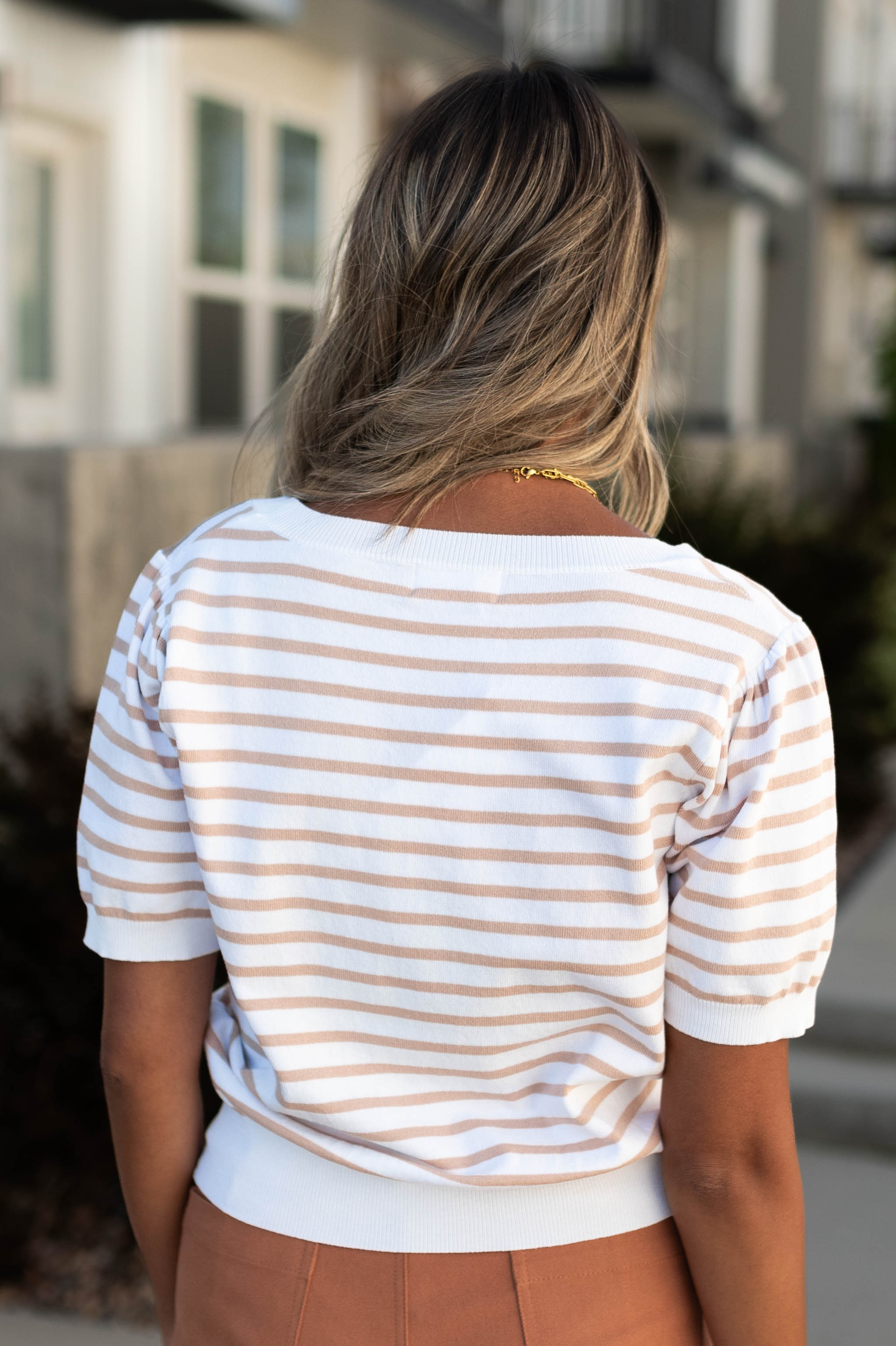 Kayla Taupe Striped Top