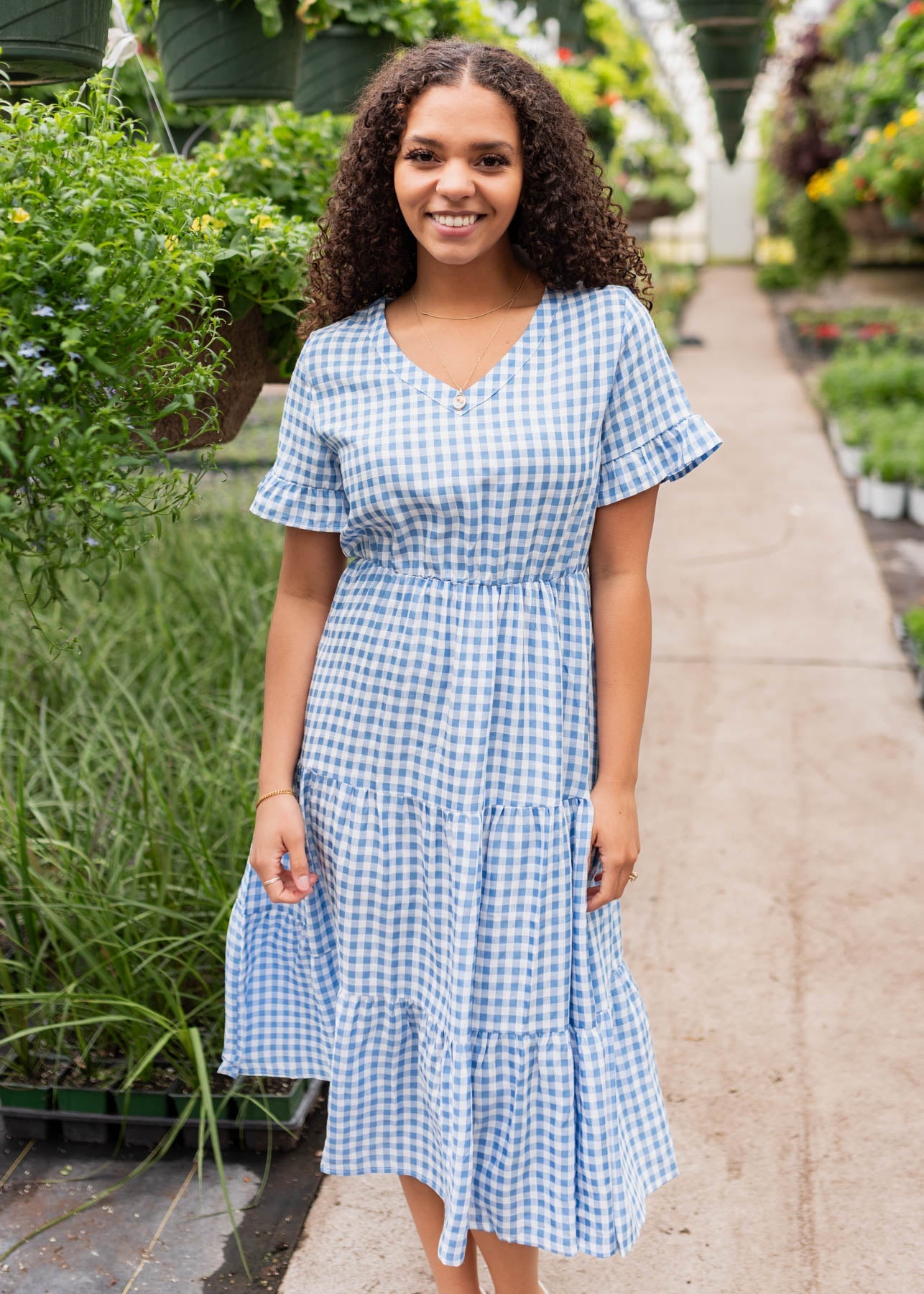 Kaylee Blue Gingham Dress