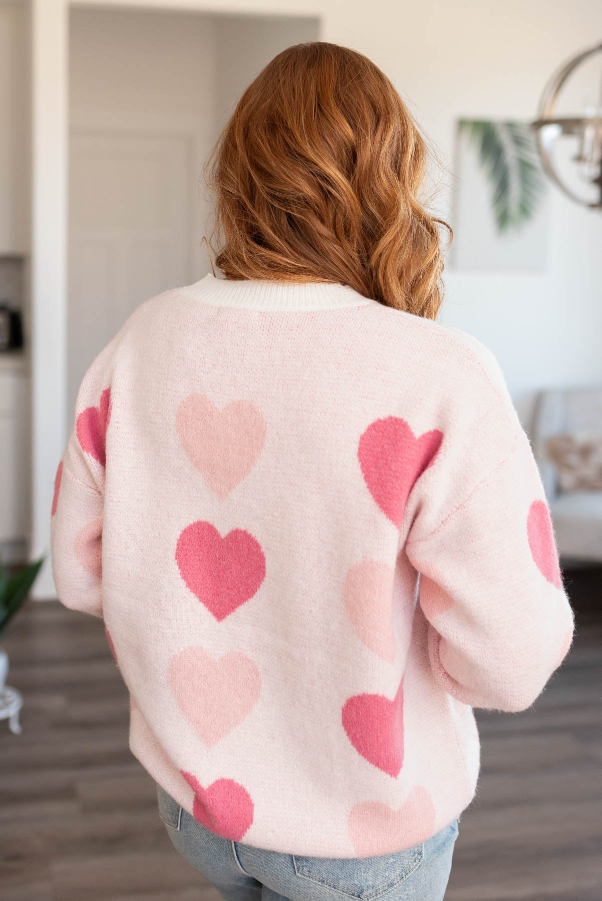 Kaylie Pink Heart Sweater