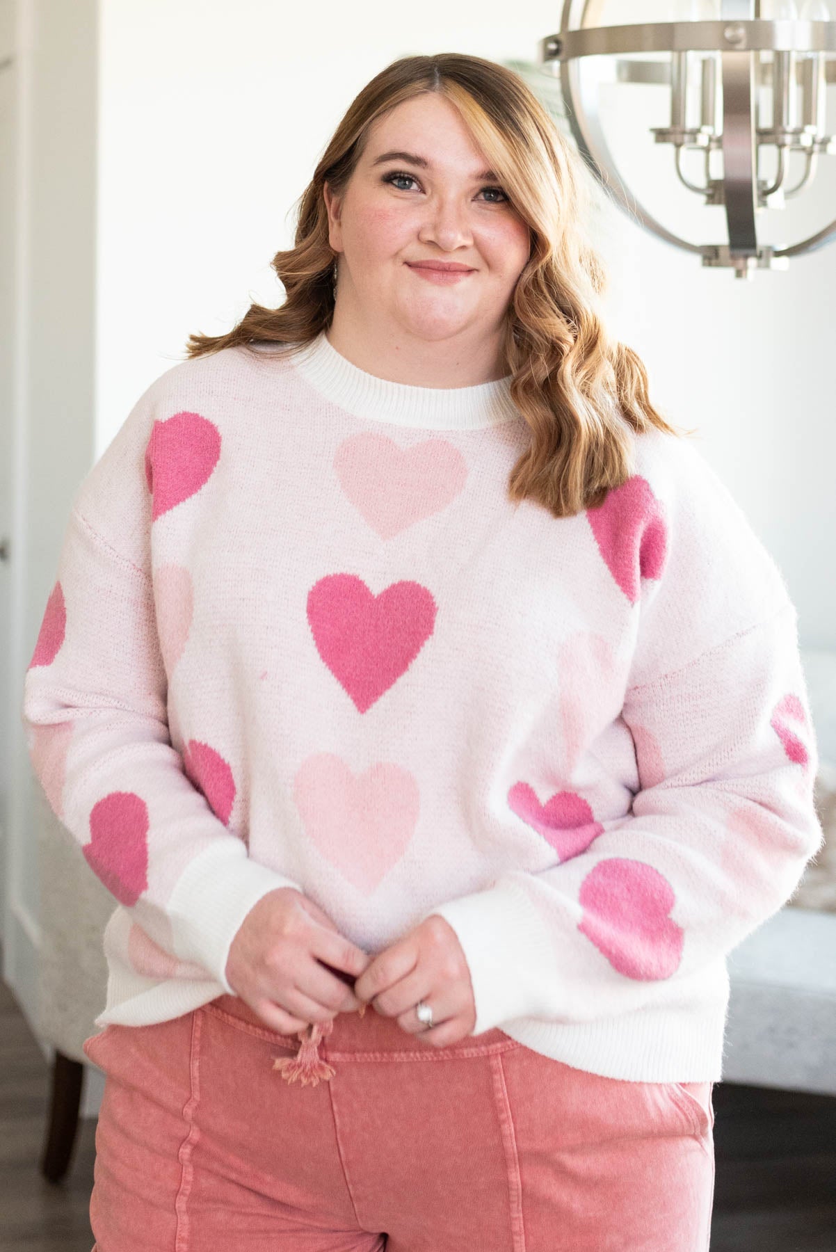 Kaylie Pink Heart Sweater