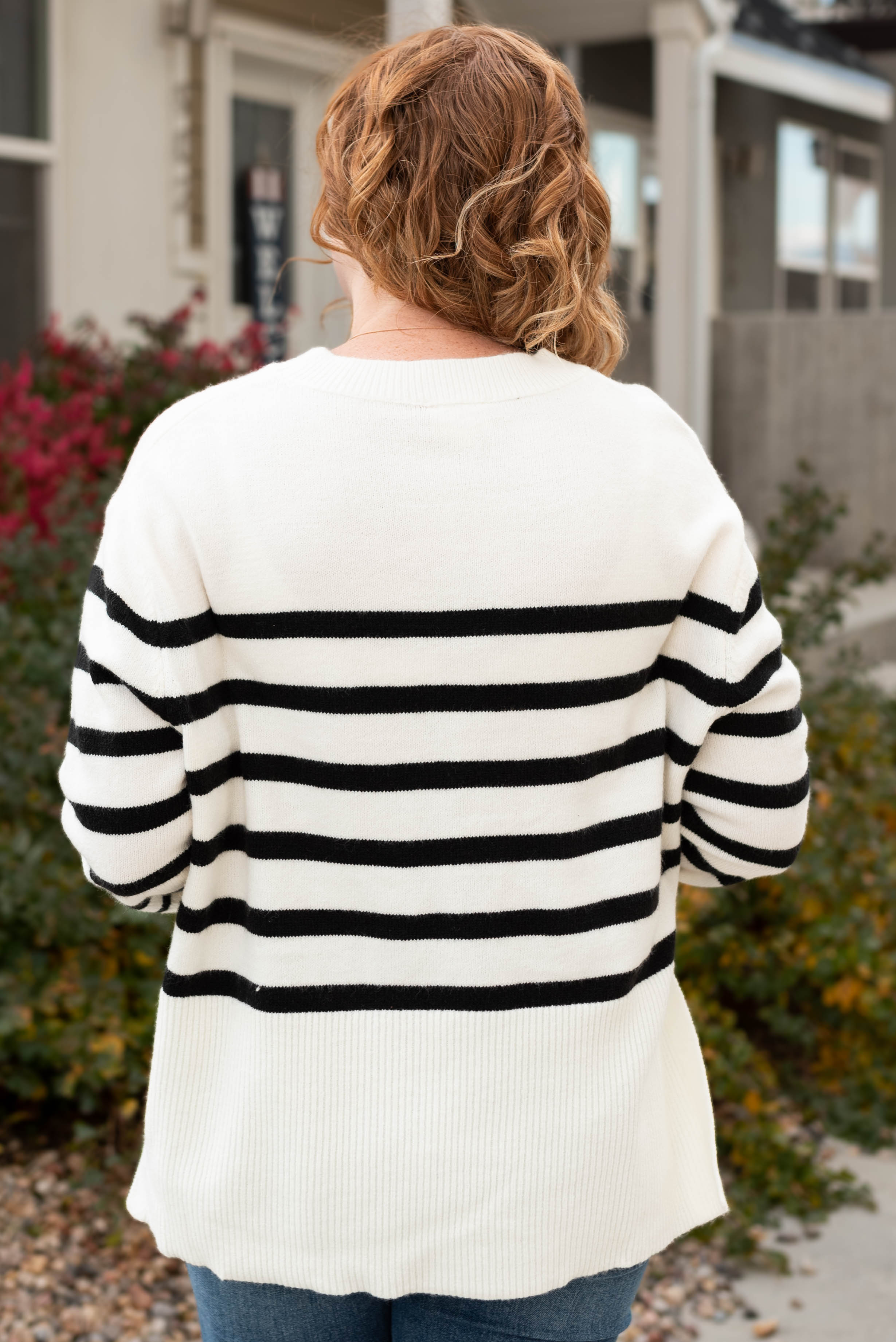 Kelcie Ivory Striped Ribbed Sweater