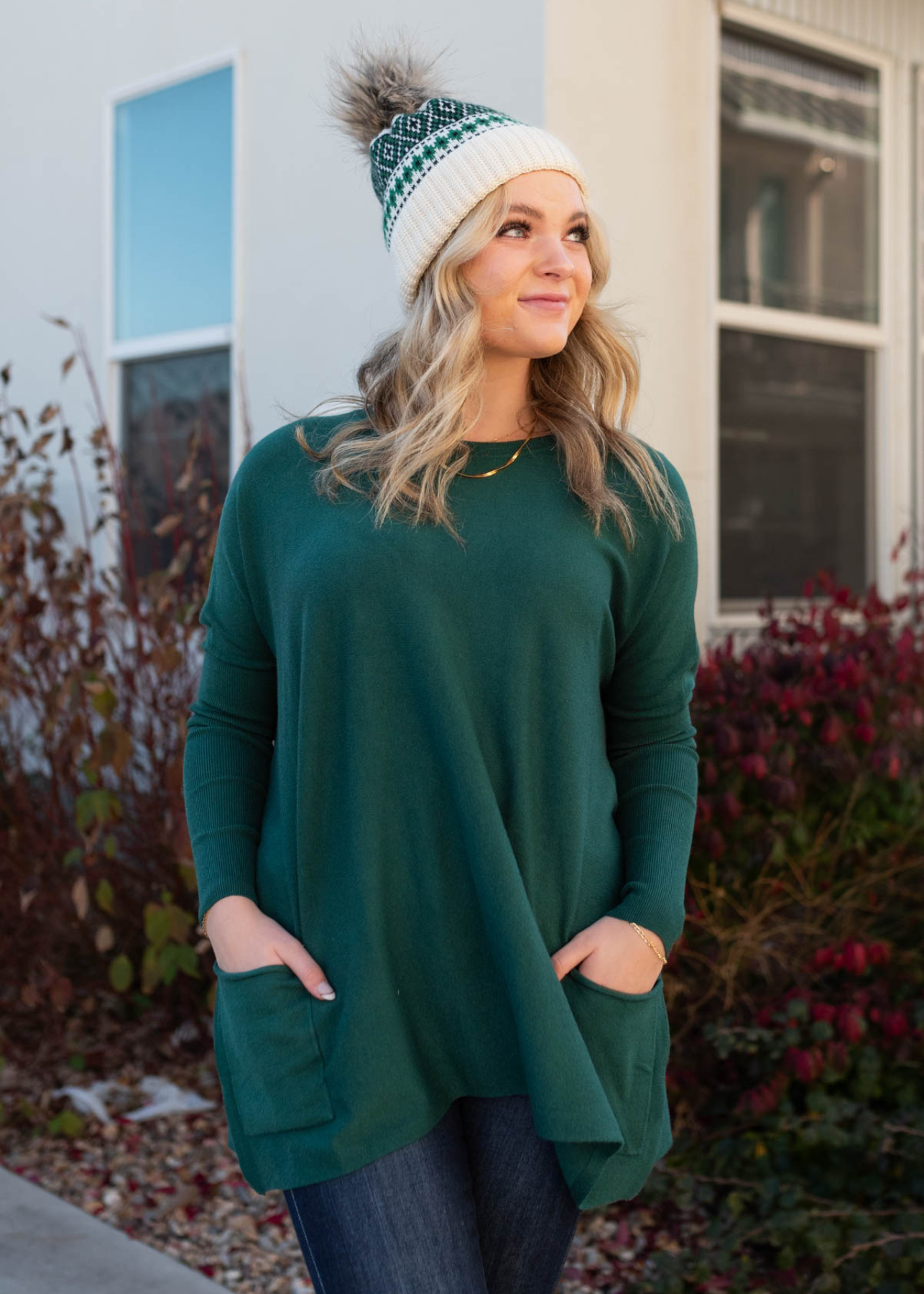 Kelly Hunter Green Pocket Sweater