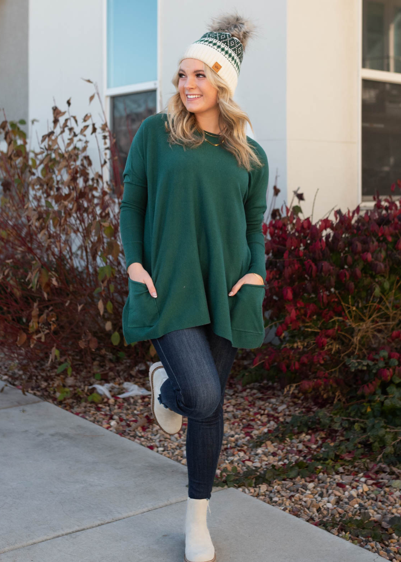 Kelly Hunter Green Pocket Sweater