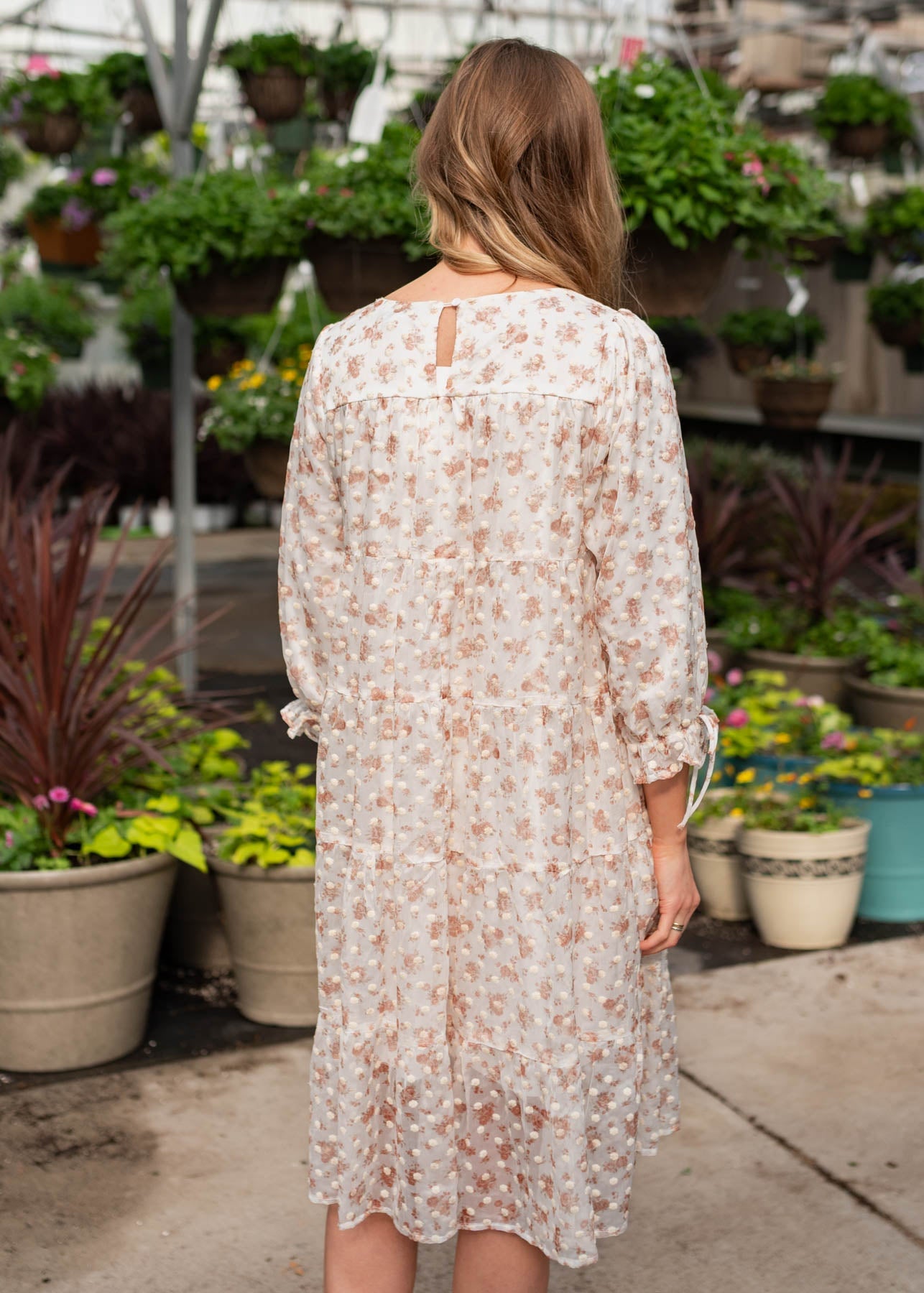 Kelsy Cream Floral Dot Dress