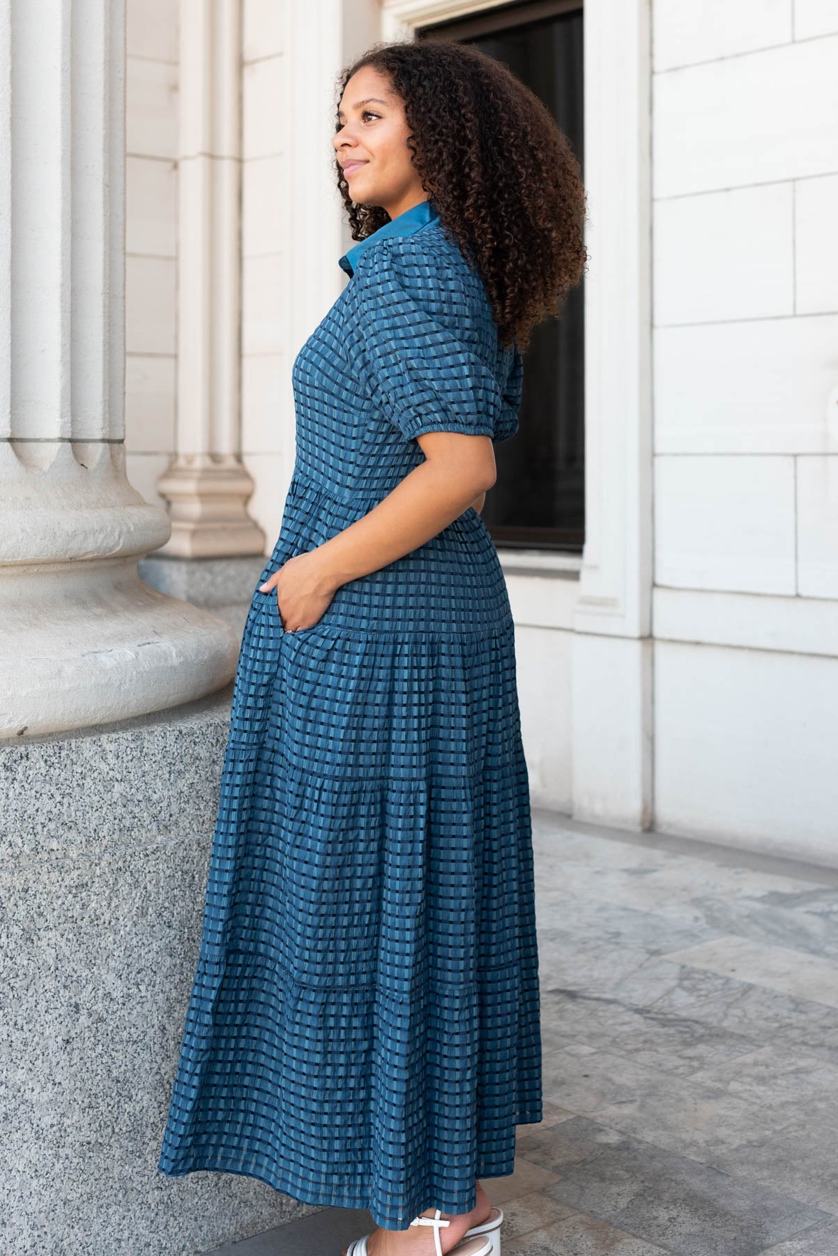 Kenia Legion Blue Gingham Dress