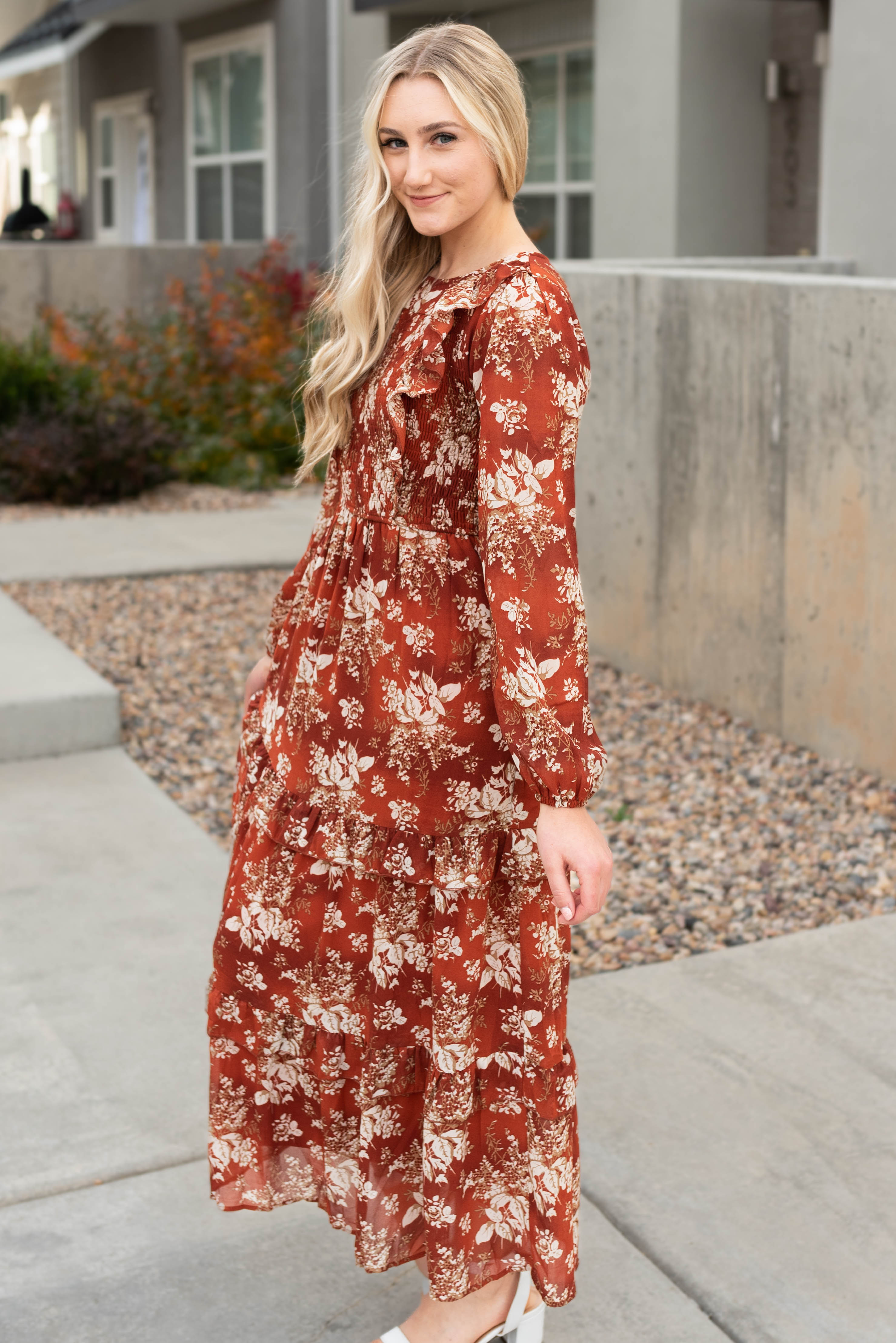 Kenia Rust Floral Maxi Dress