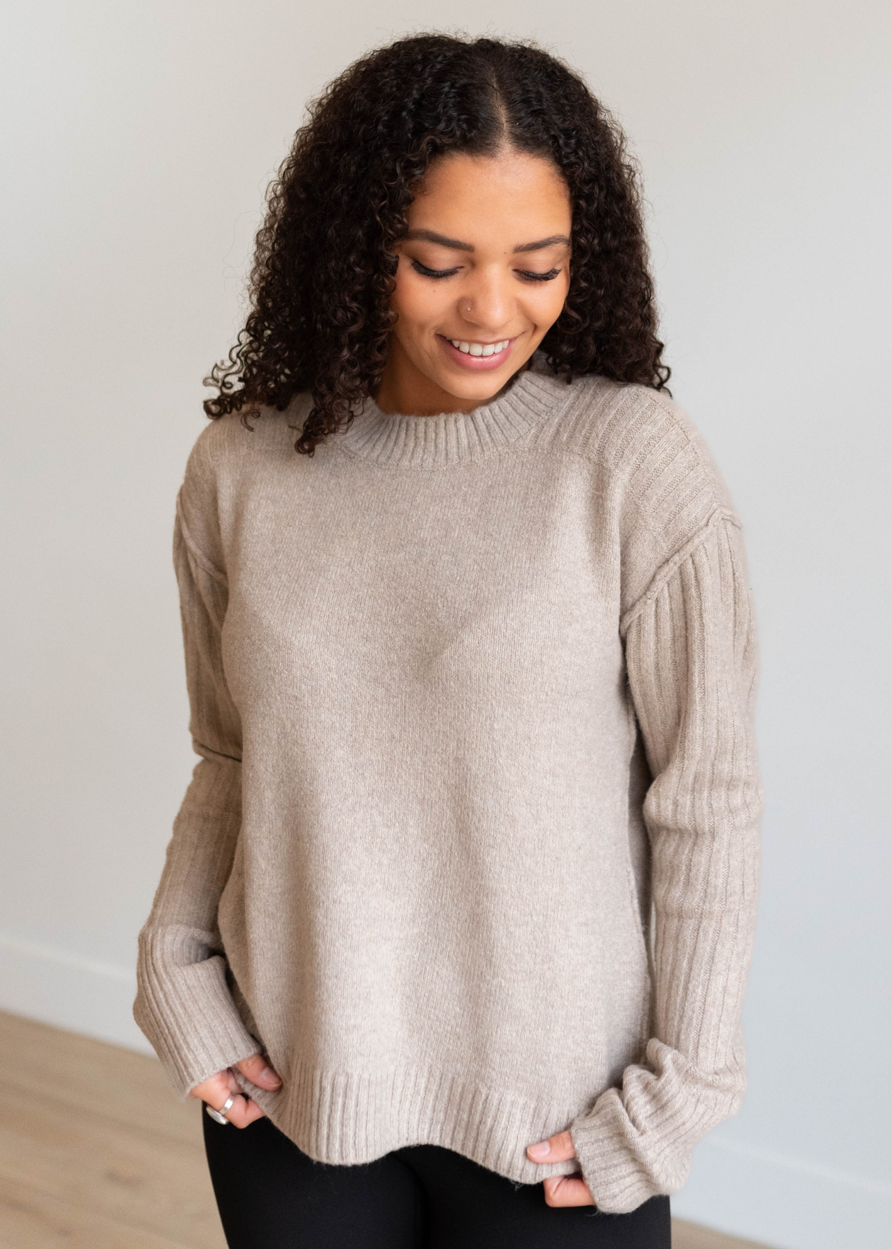 Kerry Heather Khaki Knit Sweater