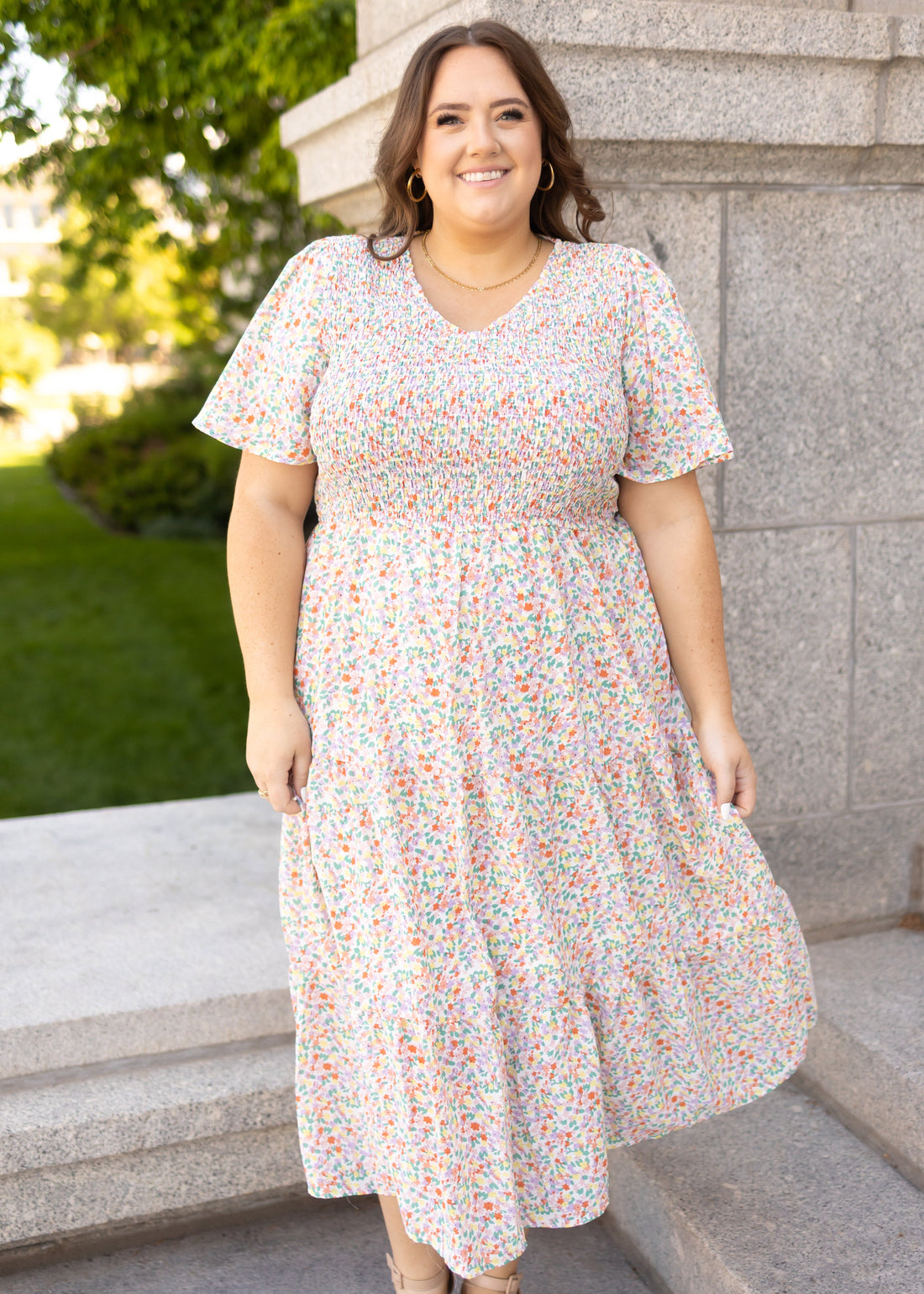 Khalani Coral Floral Dress