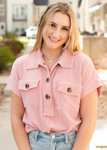Kiana Mauve Button Down Top