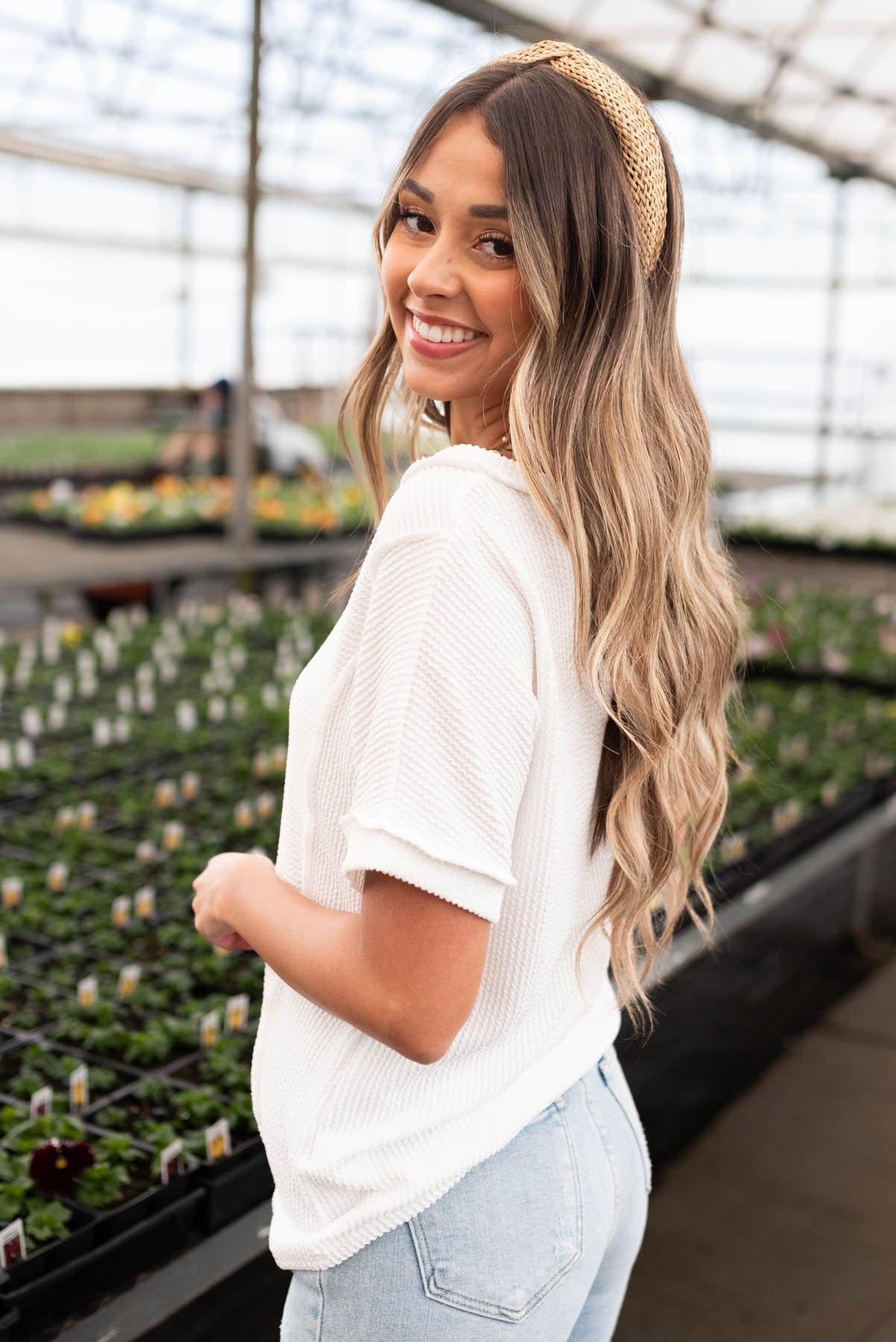 Kiara White Ribbed Knit Top