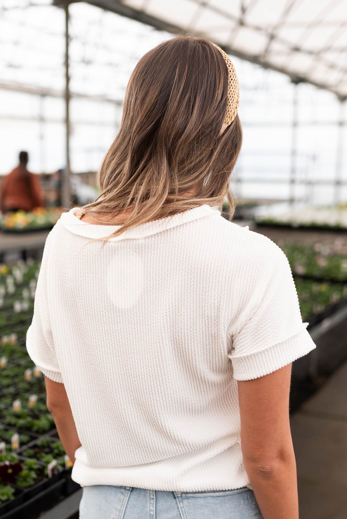 Kiara White Ribbed Knit Top