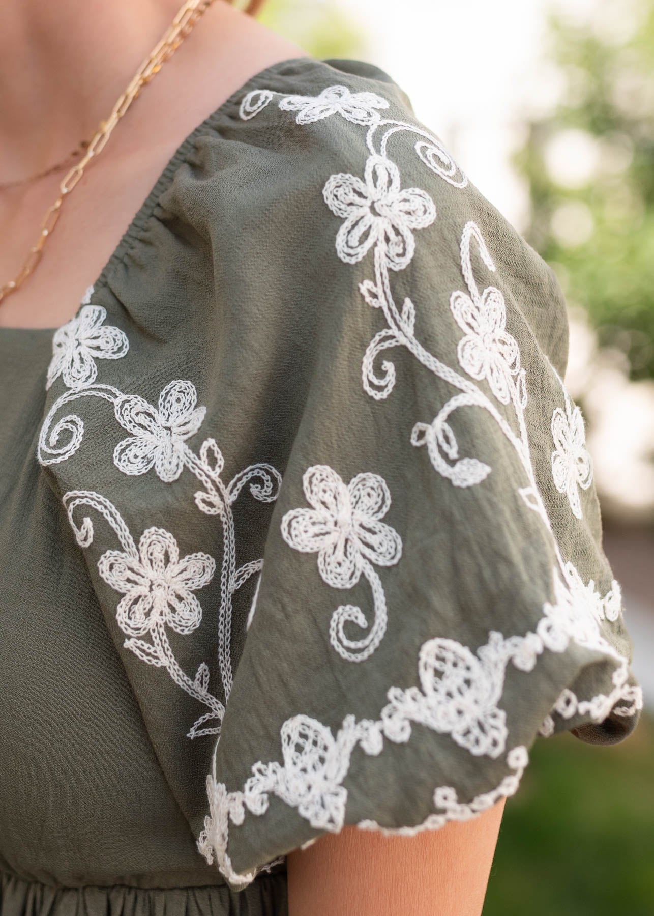 Kiera Olive Embroidered Dress