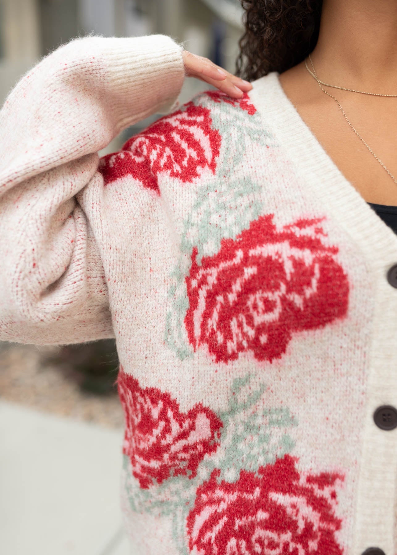 Kim Red Floral Cardigan