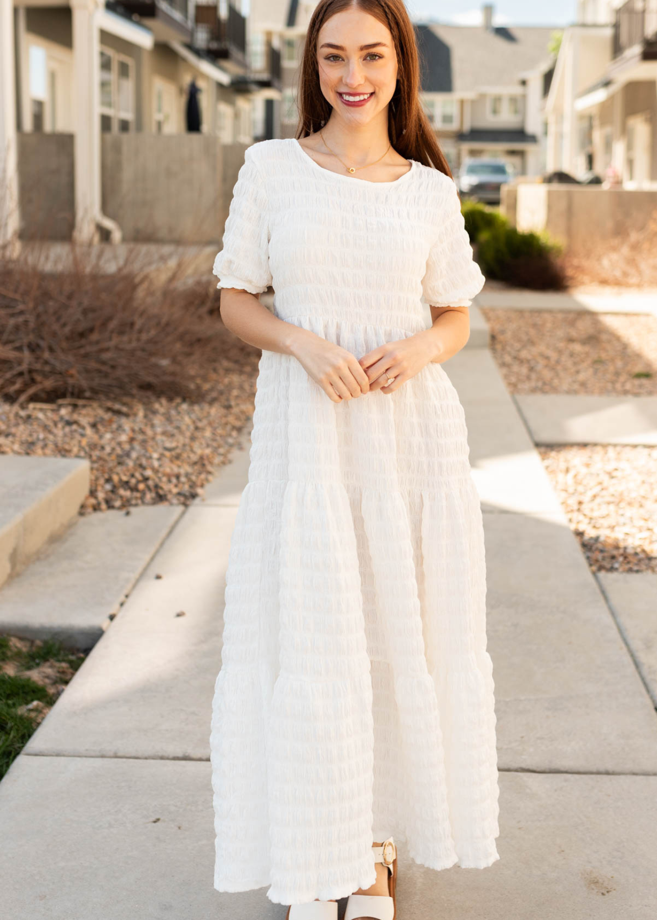 Kimberlee White Textured Maxi Dress