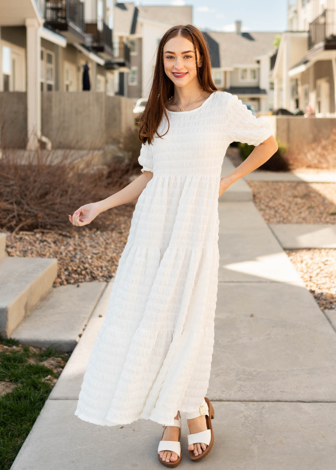 Kimberlee White Textured Maxi Dress